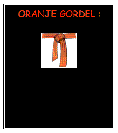 Tekstvak: ORANJE GORDEL :

 

